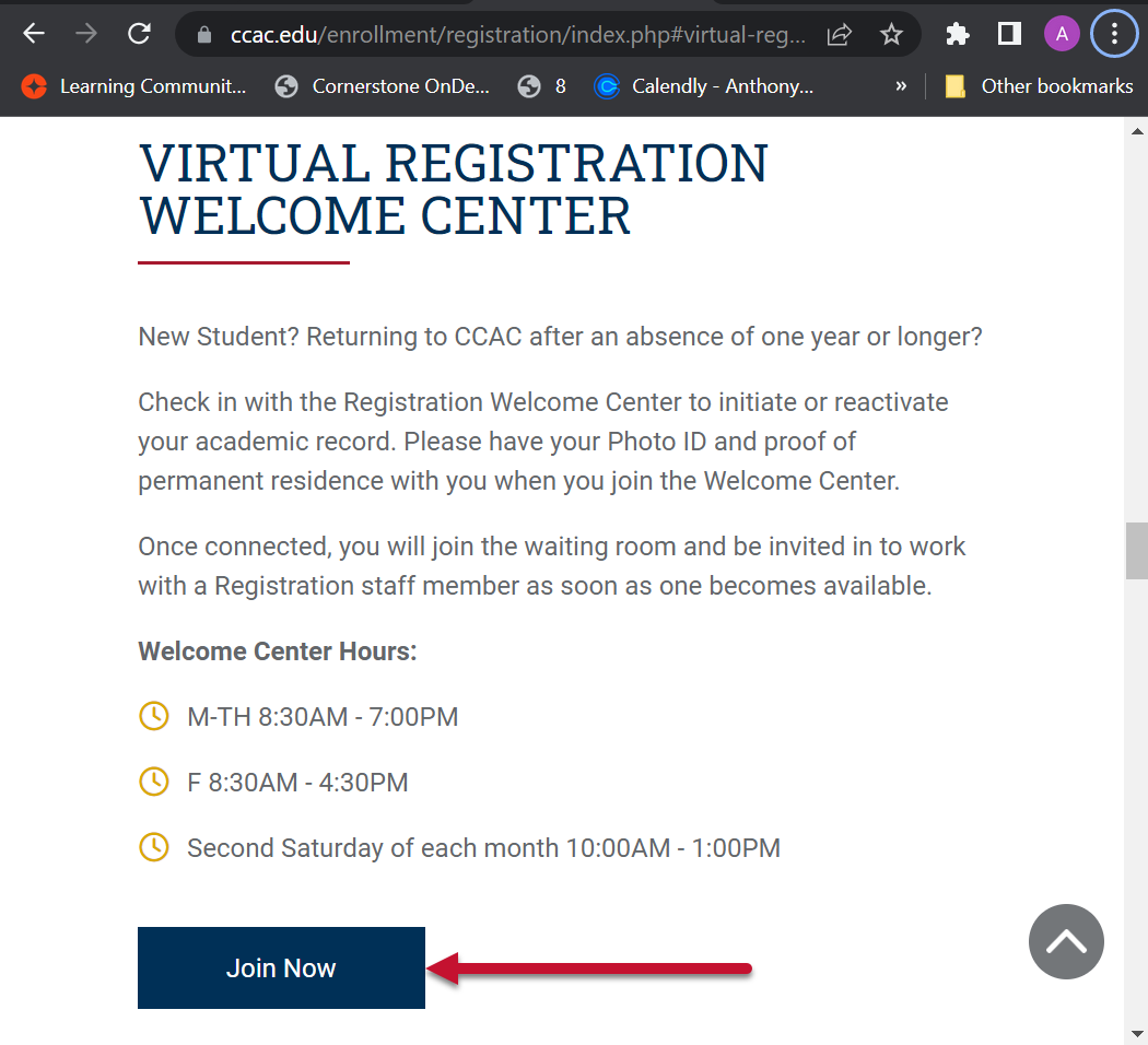 About and Accessing the Virtual Registration Center CCAC's
